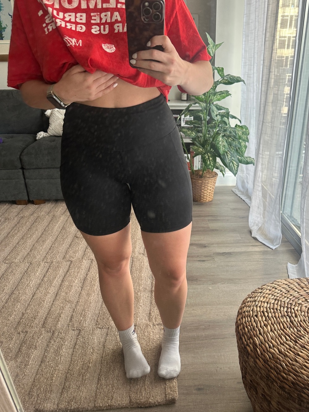 Black Women's High-Rise Bike Shorts